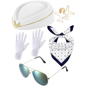8275 6 Pcs Halloween Flight Attendant Costume Accessoriess